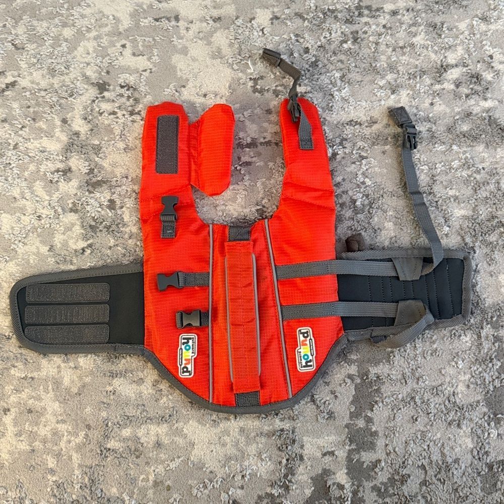 Outward Hound Orange Pet Life Vest with Black Straps dog